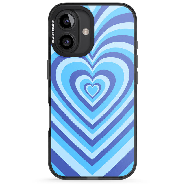 iPhone 16 Pro Max Blue Heart Illusion Black Impact Phone Case