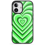 iPhone 16 Pro Max Green Heart Illusion Black Impact Phone Case