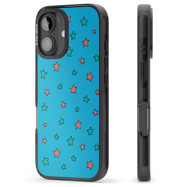 iPhone 16 Pro Max Blue Heartstopper Stars Pattern Black Impact Phone Case