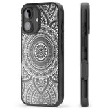 iPhone 16 Pro Max White Henna Flower Wheel Black Impact Phone Case