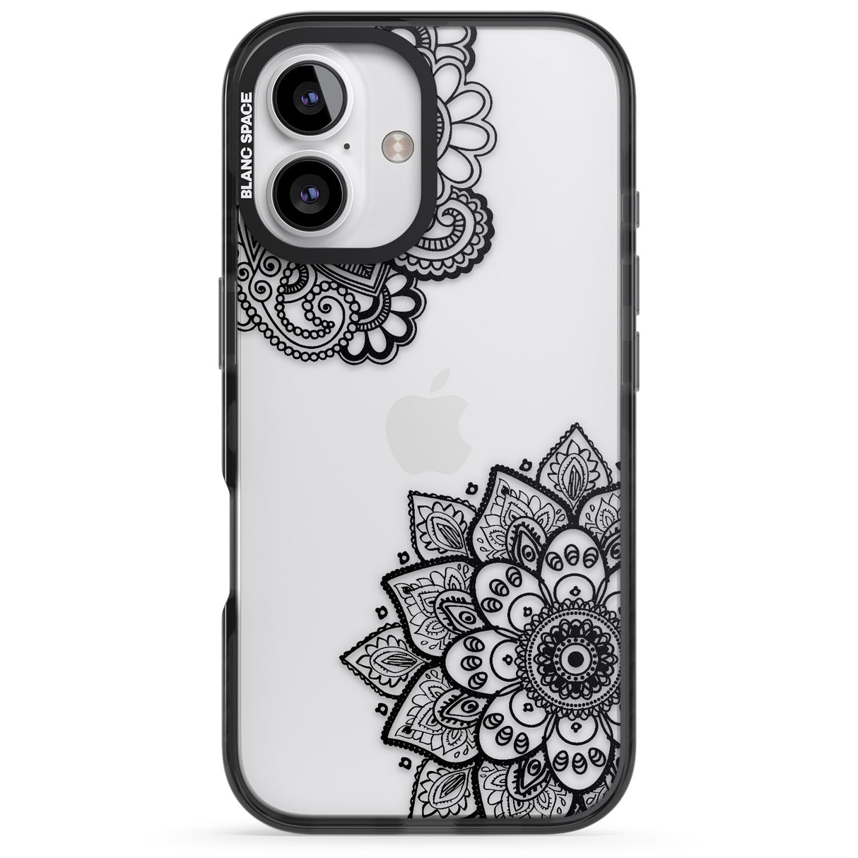 iPhone 16 Pro Max Black Henna Florals Black Impact Phone Case