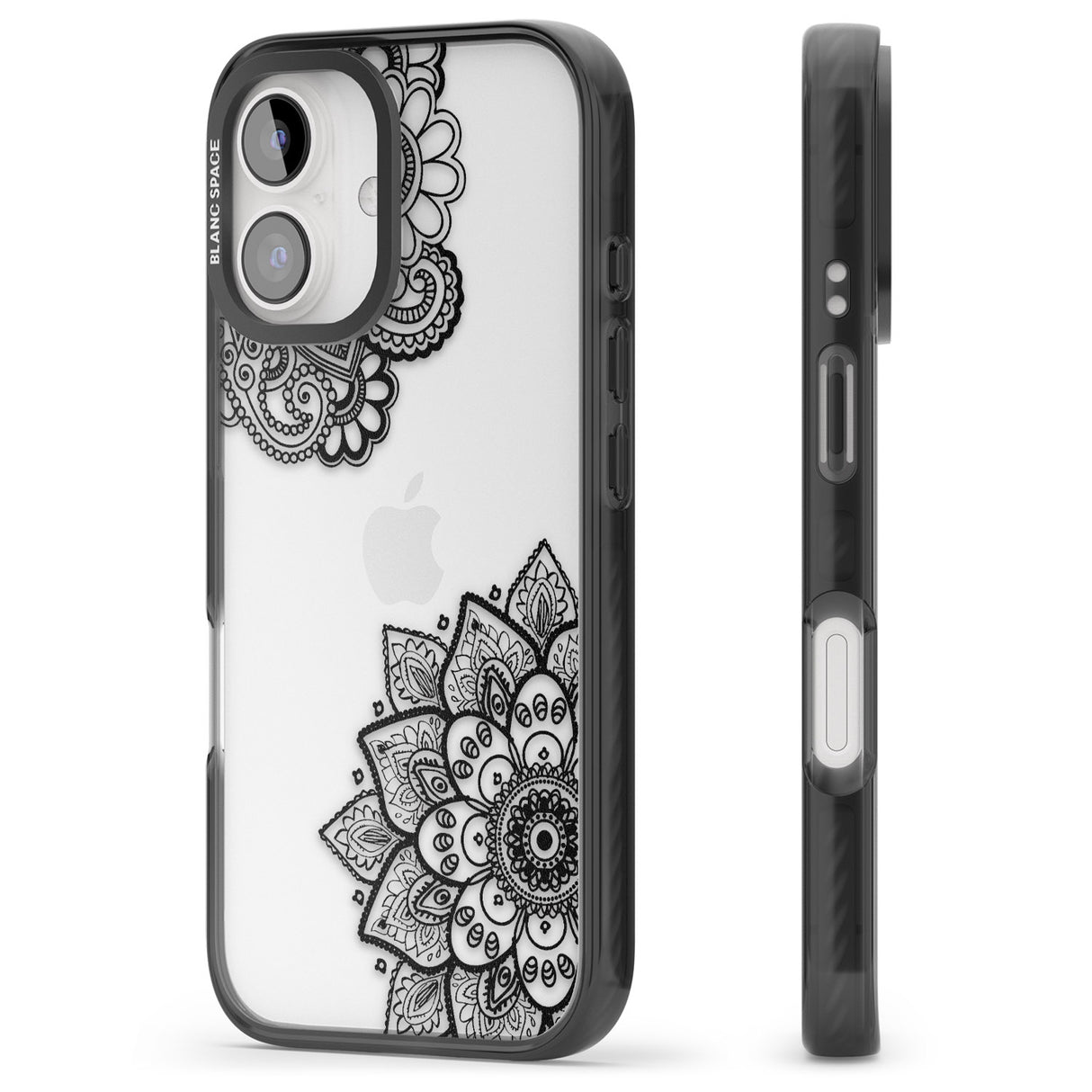 iPhone 16 Pro Max Black Henna Florals Black Impact Phone Case