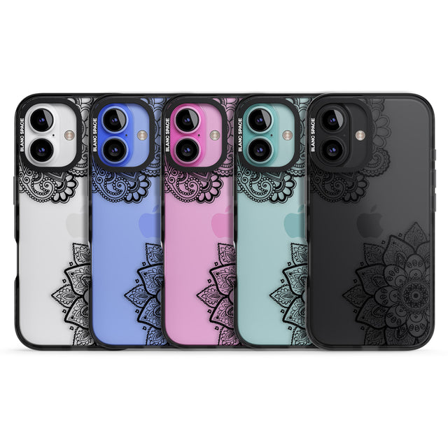 iPhone 16 Pro Max Black Henna Florals Black Impact Phone Case