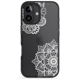 iPhone 16 Pro Max White Henna Florals Black Impact Phone Case