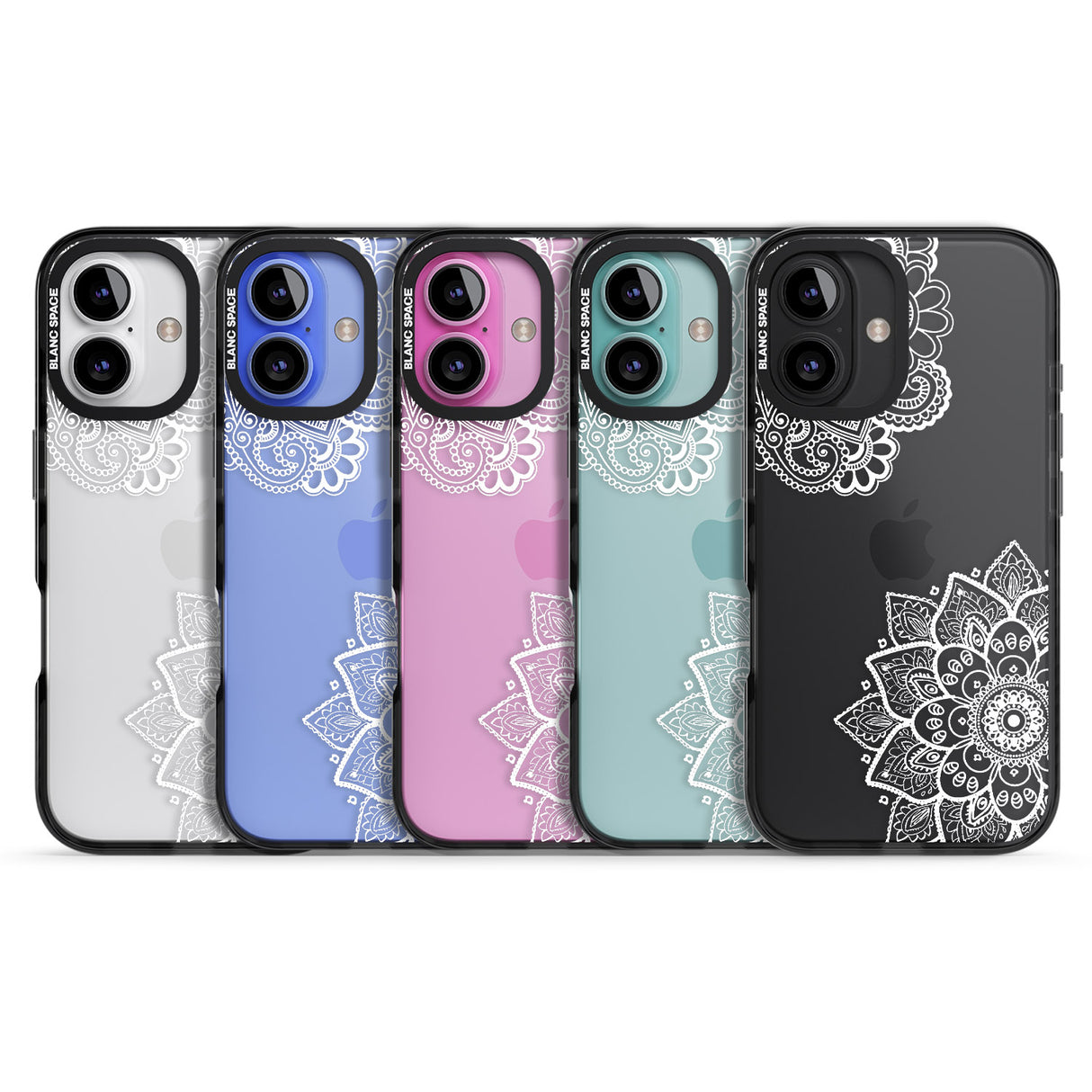 iPhone 16 Pro Max White Henna Florals Black Impact Phone Case