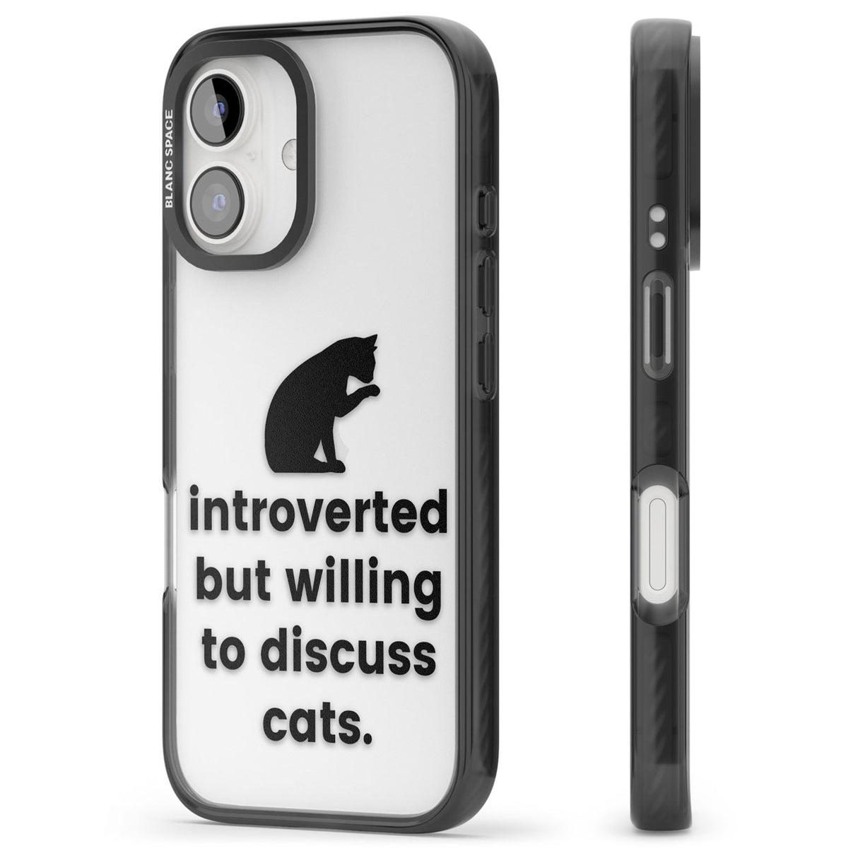 Introverted But Willing To Discuss Cats Black Impact Phone Case for iPhone 16, iPhone 16 Plus