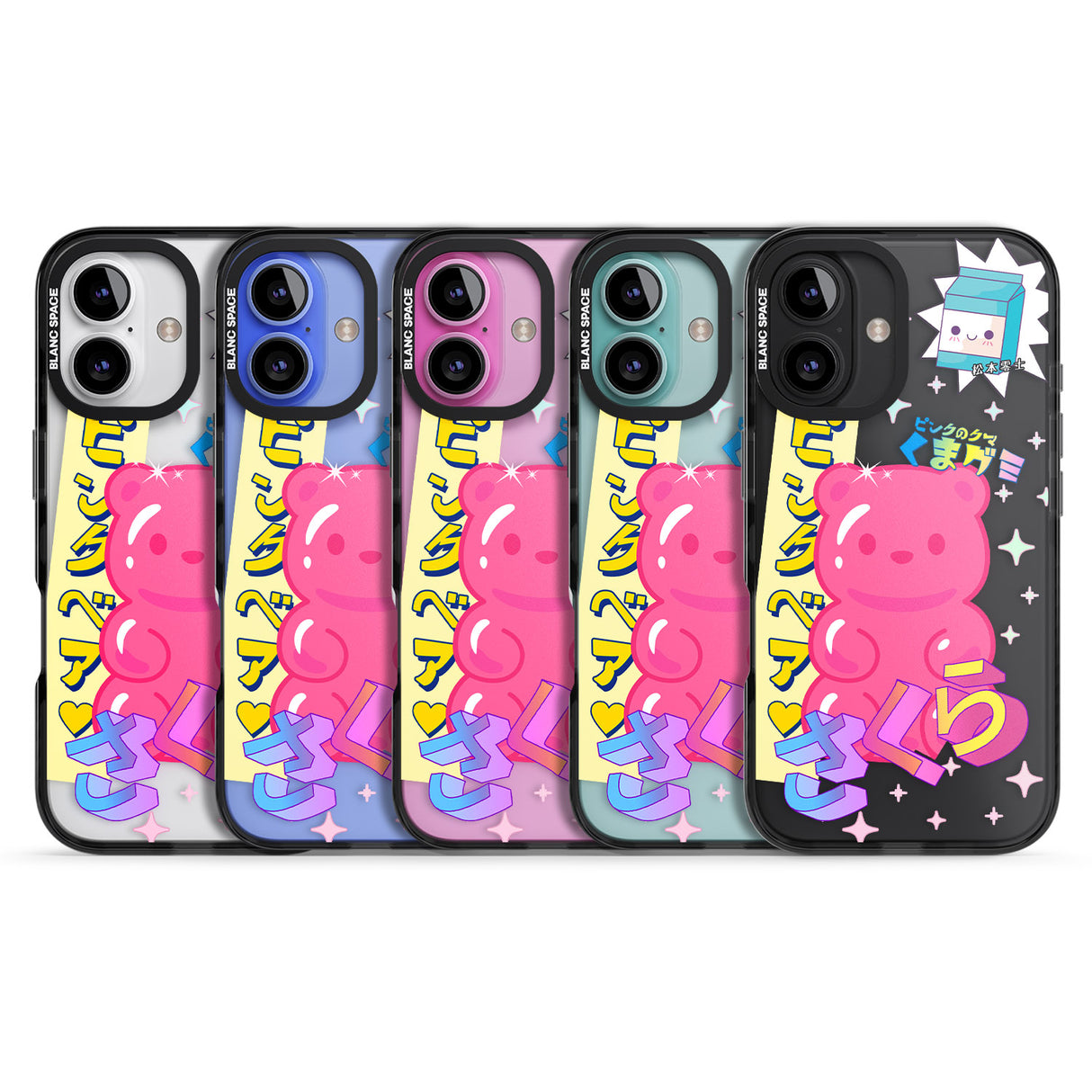 iPhone 16 Pro Max Kawaii Pink Bear Collage Clear Impact Phone Case + Magsafe