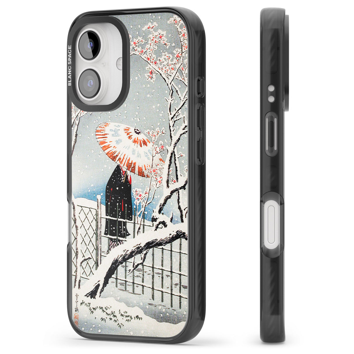 iPhone 16 Pro Max Plum Tree in Snow by Hiroaki Takahashi Black Impact Phone Case + Magsafe