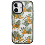 iPhone 16 Pro Max ClearTiger & Fern Jungle Cat Pattern Black Impact Phone Case