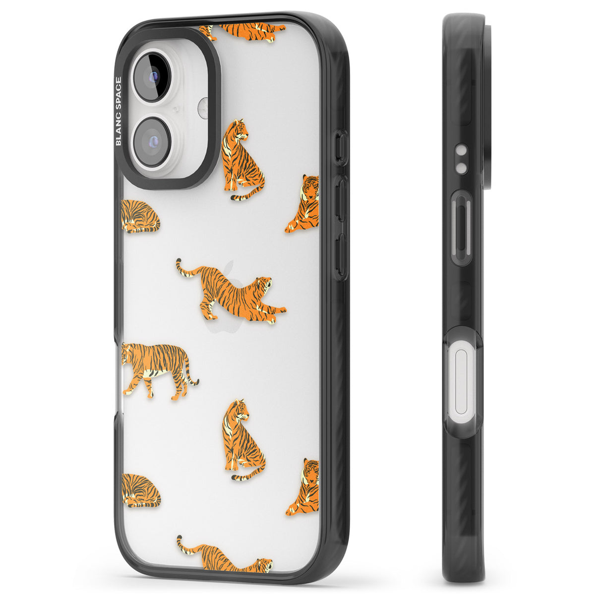 iPhone 16 Pro Max Clear Tiger Jungle Cat Pattern Black Impact Phone Case