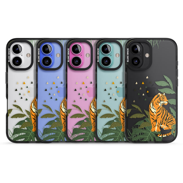 iPhone 16 Pro Max Large Tiger Clear Jungle Cat Pattern Black Impact Phone Case