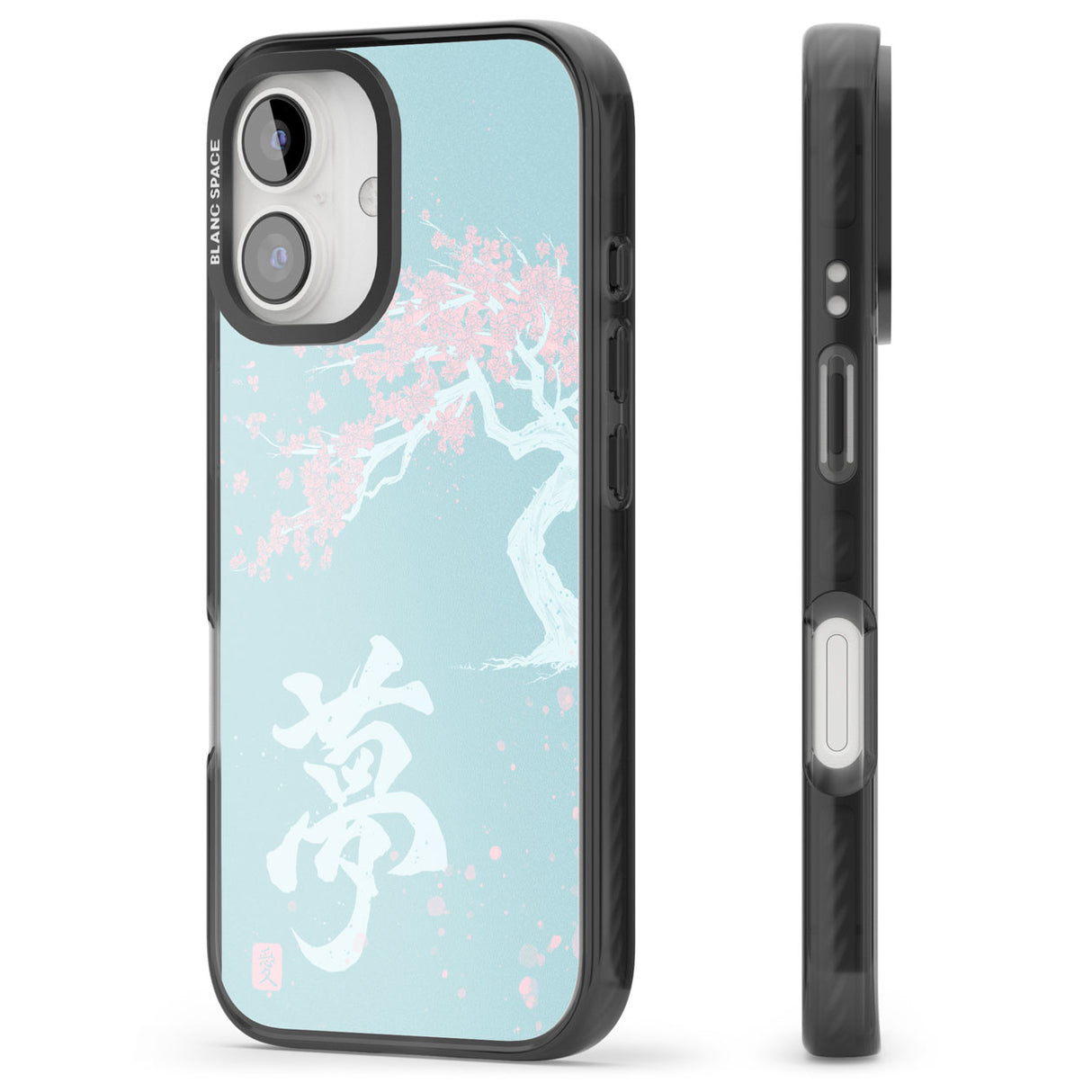 Dreams & Cherry Blossom Black Impact Phone Case for iPhone 16, iPhone 16 Plus