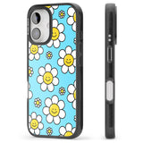 iPhone 16 Pro Max Daisy Faces Kawaii Pattern Black Impact Phone Case