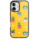 iPhone 16 Pro Max Plant Faces Kawaii Pattern Black Impact Phone Case