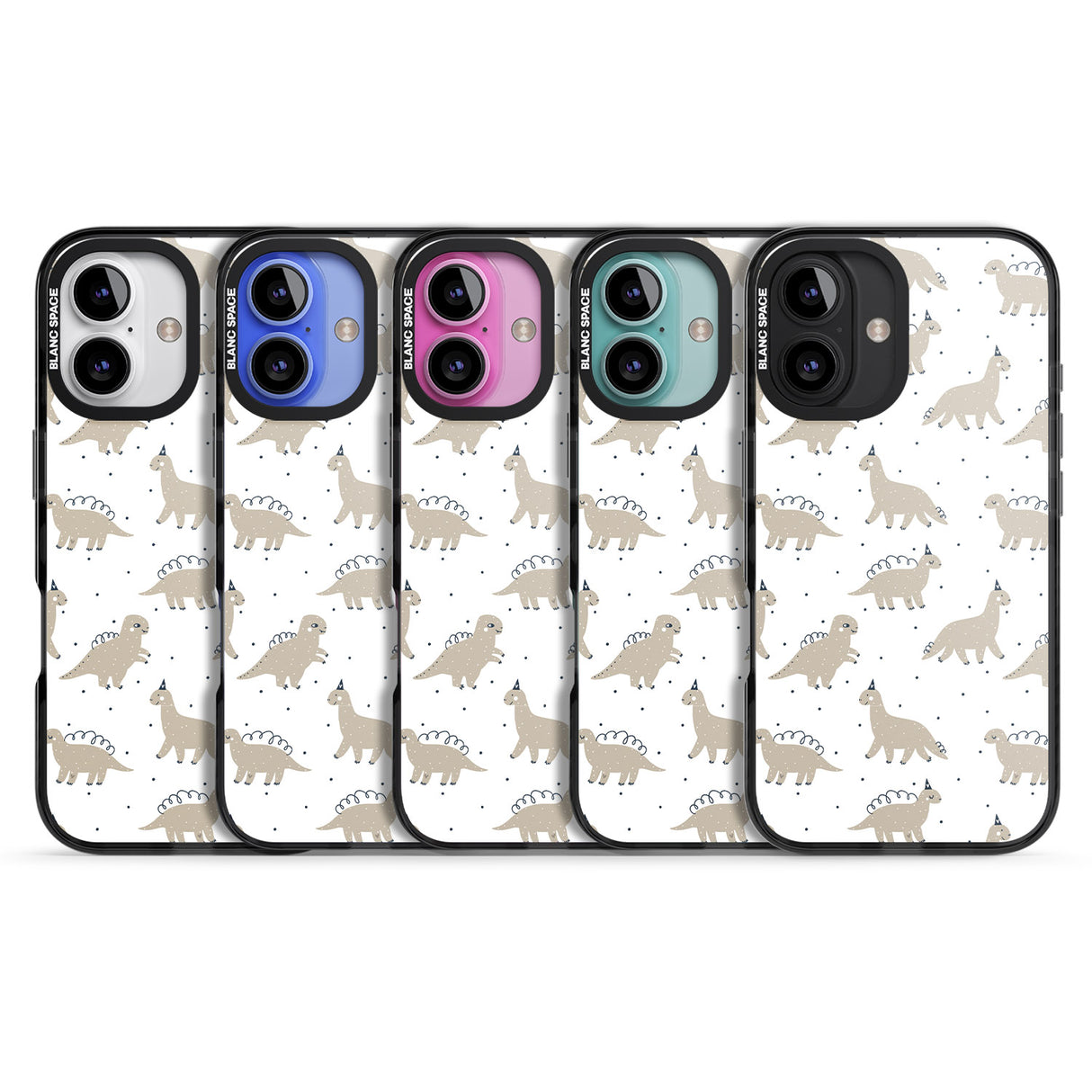 iPhone 16 Pro Max Adorable Dinosaurs Pattern Black Impact Phone Case