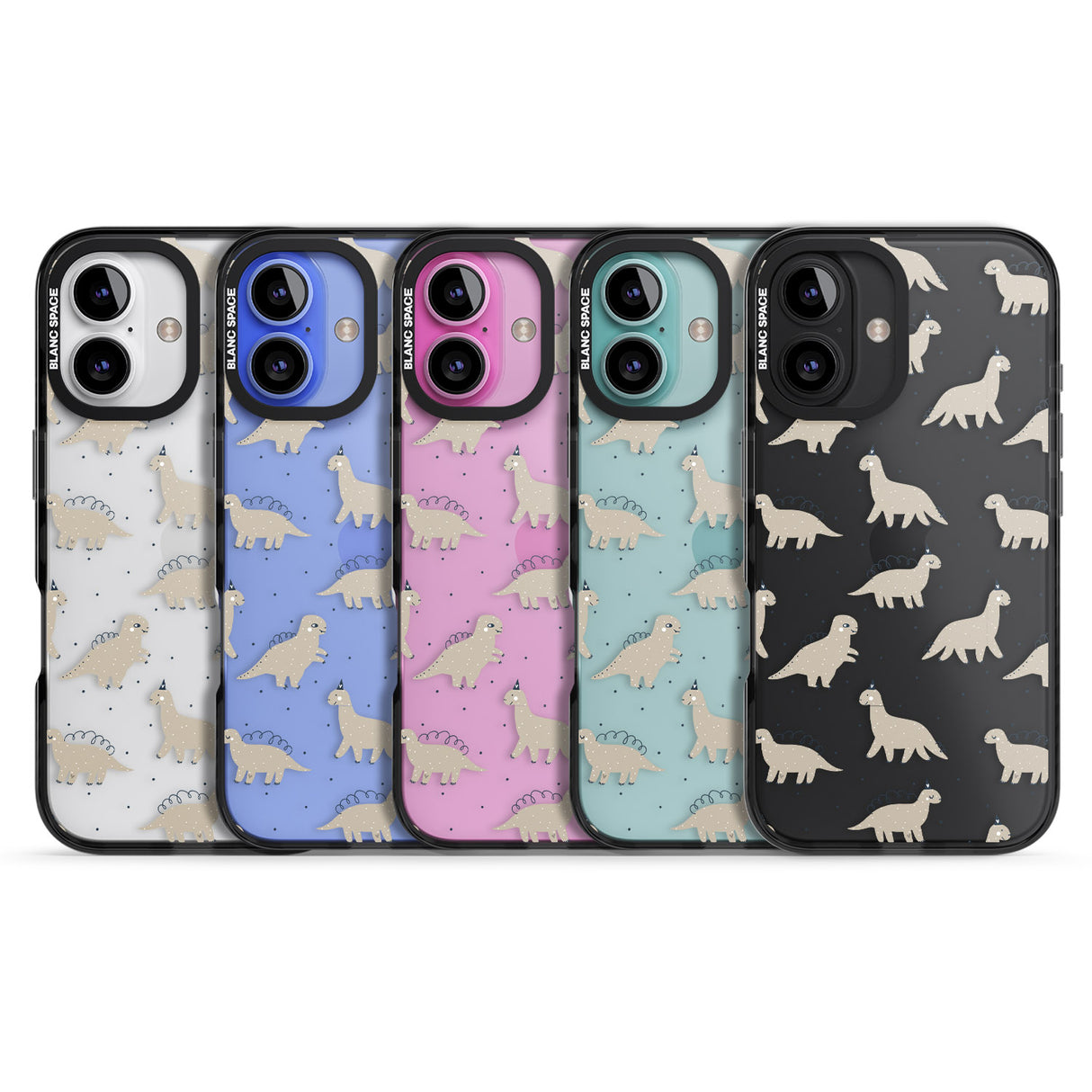 iPhone 16 Pro Max Adorable Dinosaurs Pattern (Clear) Black Impact Phone Case