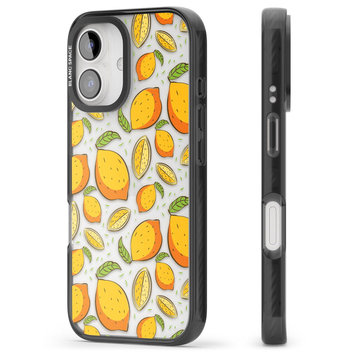 iPhone 16 Pro Max Lemon Pattern Black Impact Phone Case