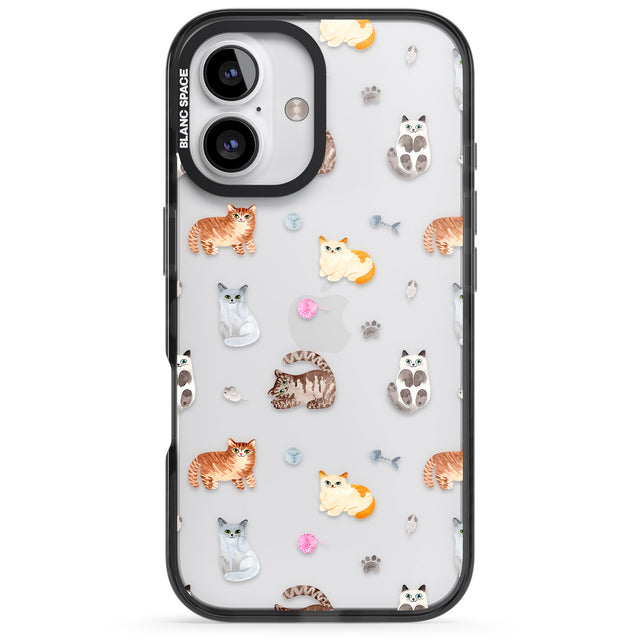 iPhone 16 Pro Max Cats with Toys - Clear Black Impact Phone Case