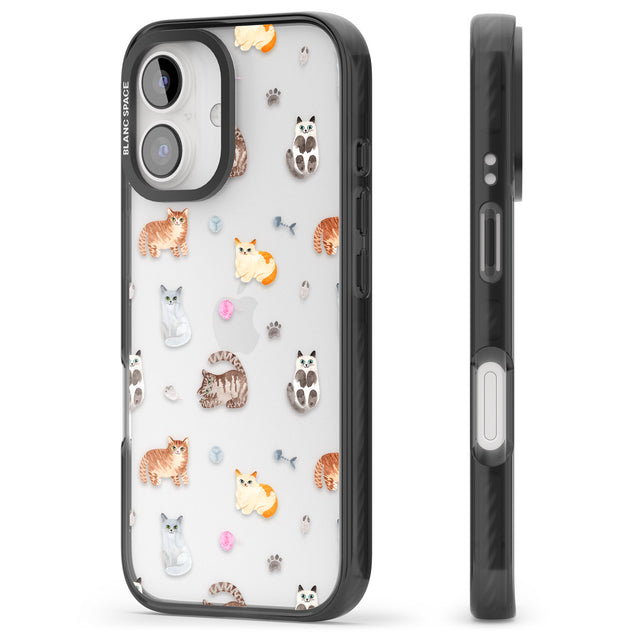 iPhone 16 Pro Max Cats with Toys - Clear Black Impact Phone Case