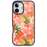 iPhone 16 Pro Max Hawaiian Flowers Abstract Pattern Black Impact Phone Case