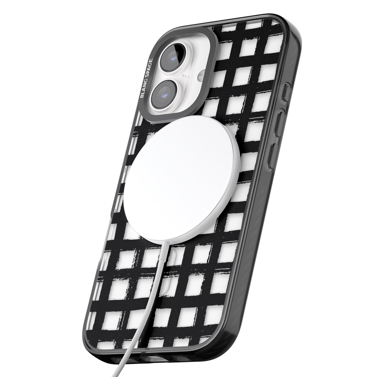 iPhone 16 Pro Max Messy Black Grid - Clear Black Impact Phone Case