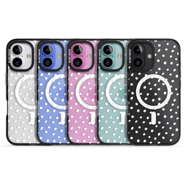 iPhone 16 Pro Max Messy White Dot Pattern Black Impact Phone Case