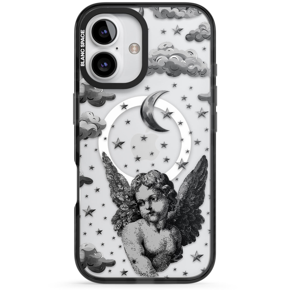 Celestial Cherub Black Impact Magsafe Phone Case for iPhone 16, iPhone 16 Plus