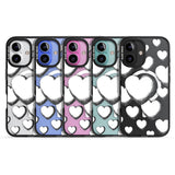 Hand-Drawn Hearts Black Impact Magsafe Phone Case for iPhone 16, iPhone 16 Plus