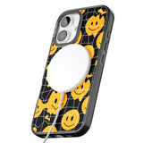 iPhone 16 Pro Max Acid Face Grid Pattern Black Impact Phone Case