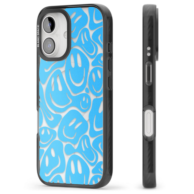 iPhone 16 Pro Max Blue Acid Faces Black Impact Phone Case