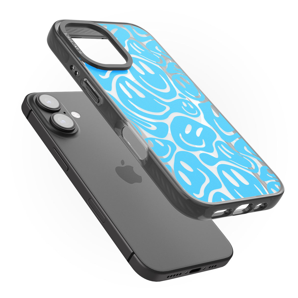 iPhone 16 Pro Max Blue Acid Faces Black Impact Phone Case