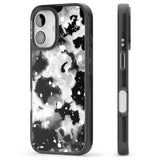 iPhone 16 Pro Max Black & White Acid Wash Tie-Dye Pattern Black Impact Phone Case