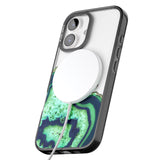 iPhone 16 Pro Max Neon Green & Blue Agate Crystal Transparent Design Black Impact Phone Case