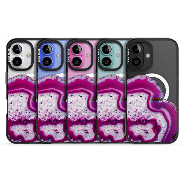 iPhone 16 Pro Max Violet & White Swirl Agate Crystal Clear Design Black Impact Phone Case