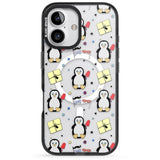 iPhone 16 Pro Max Cute Penguin Pattern Clear Black Impact Phone Case