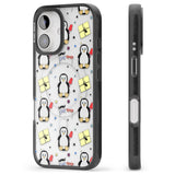 iPhone 16 Pro Max Cute Penguin Pattern Clear Black Impact Phone Case