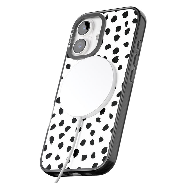 iPhone 16 Pro Max White Dalmatian Print Black Impact Phone Case