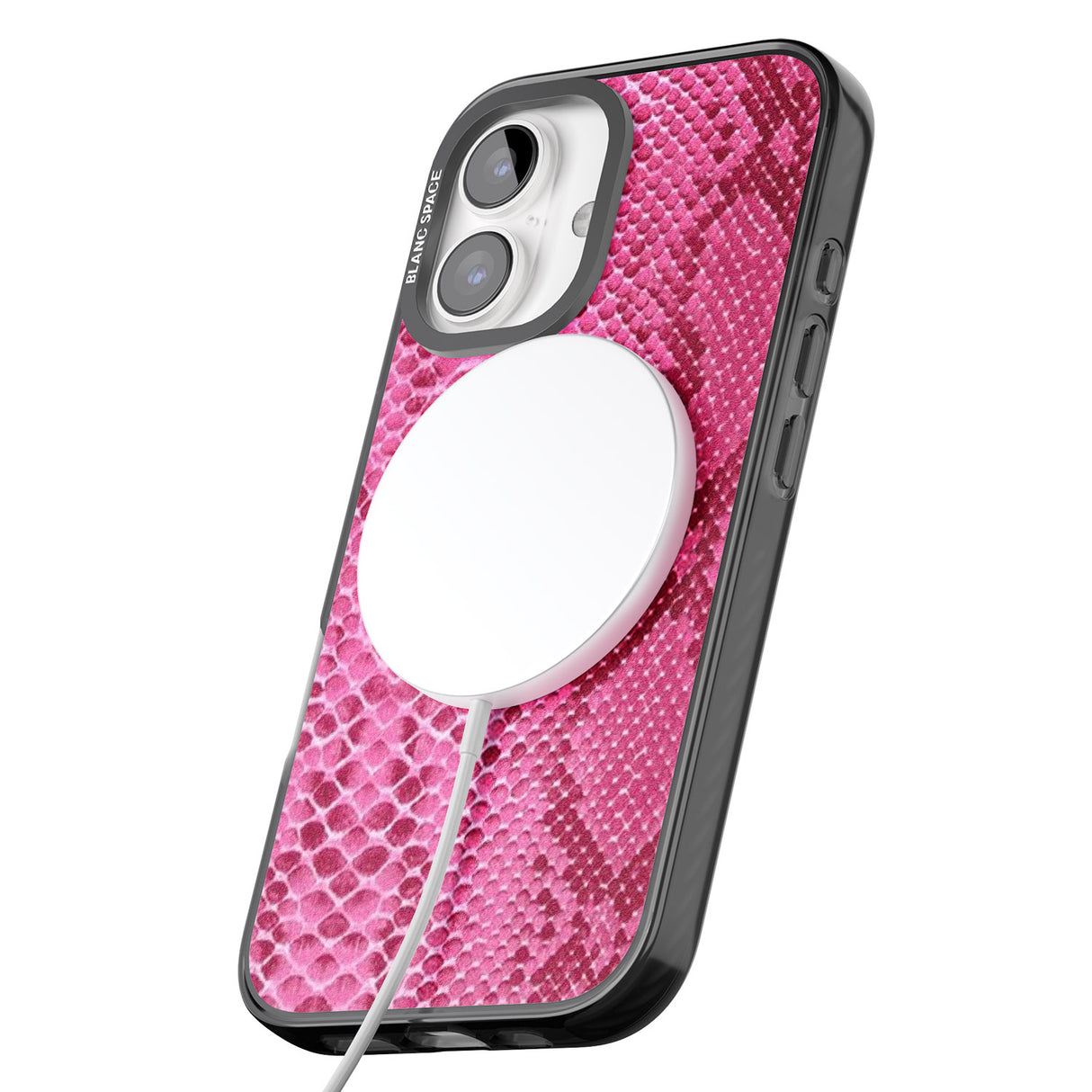 iPhone 16 Pro Max Pink Snakeskin Black Impact Phone Case