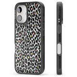 iPhone 16 Pro Max Mixed Pastels Leopard Print - Transparent Black Impact Phone Case