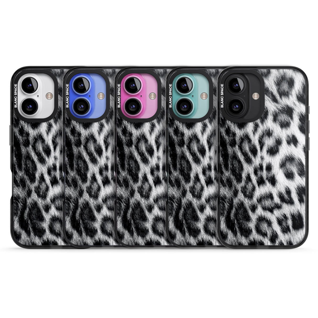 iPhone 16 Pro Max Animal Fur Pattern - Snow Leopard Black Impact Phone Case