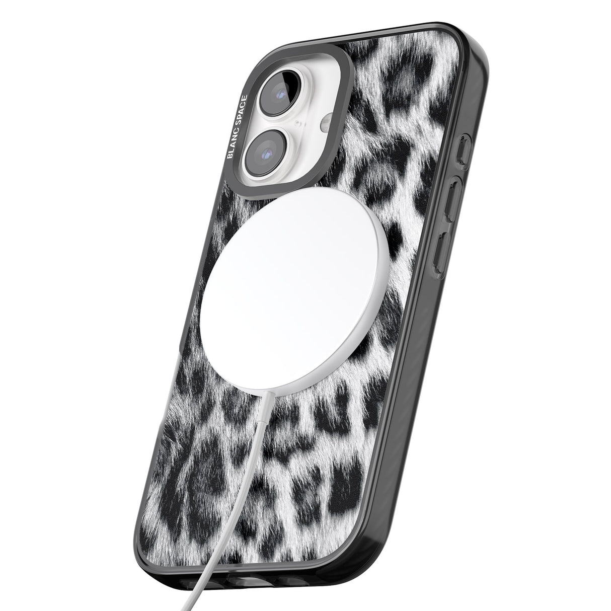 iPhone 16 Pro Max Animal Fur Pattern - Snow Leopard Black Impact Phone Case