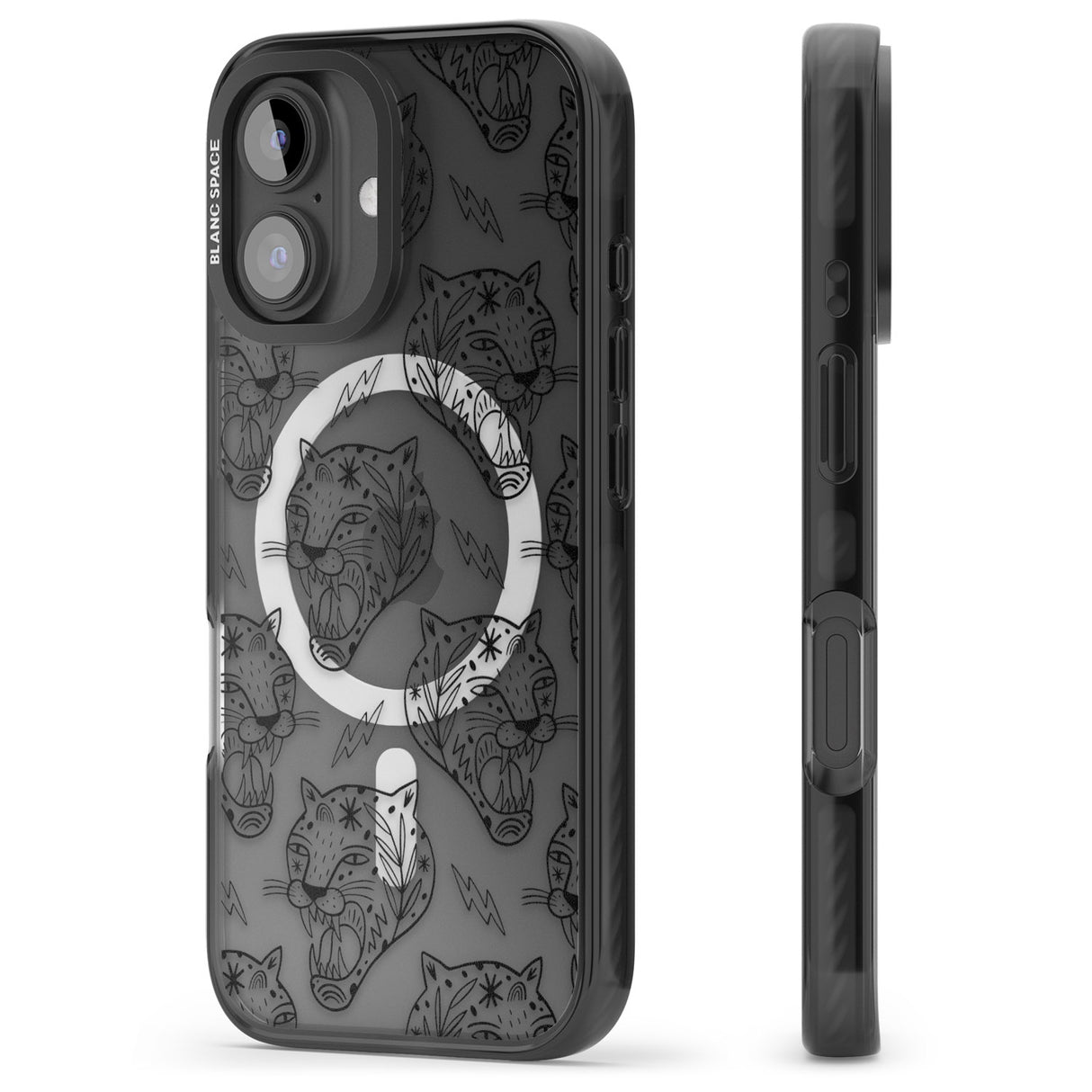 iPhone 16 Pro Max Black Tiger Roar Pattern Black Impact Phone Case