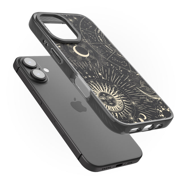 iPhone 16 Pro Max Sun & Symbols Astrological Black Impact Phone Case