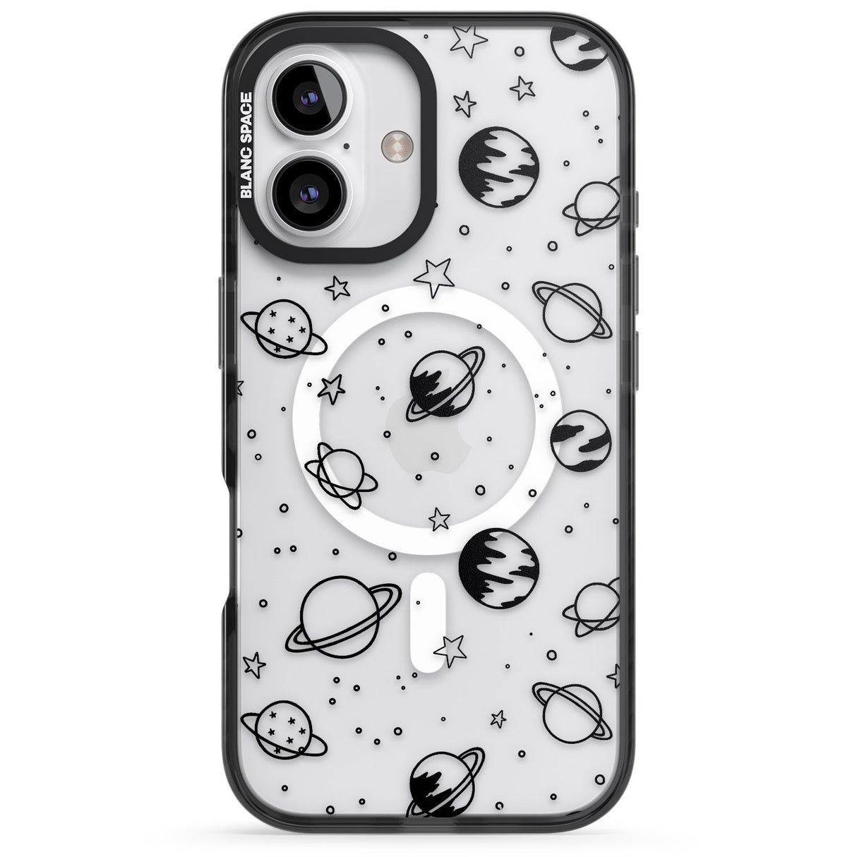 iPhone 16 Pro Max Cosmic Outer Space Design Black on Clear Black Impact Phone Case