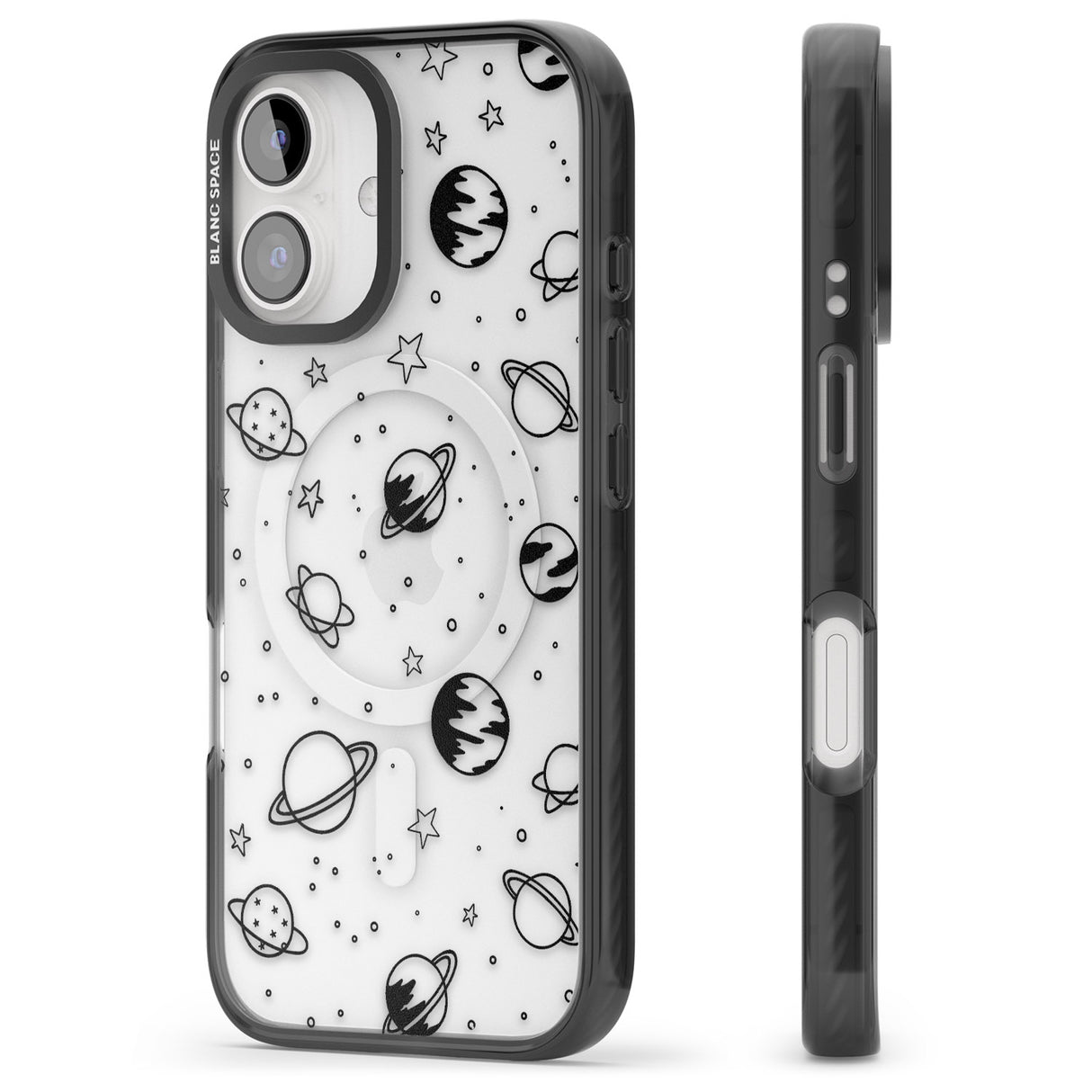 iPhone 16 Pro Max Cosmic Outer Space Design Black on Clear Black Impact Phone Case