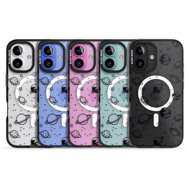 iPhone 16 Pro Max Cosmic Outer Space Design Black on Clear Black Impact Phone Case