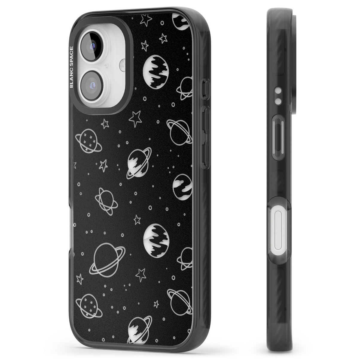 iPhone 16 Pro Max Cosmic Outer Space Design Clear on Black Black Impact Phone Case