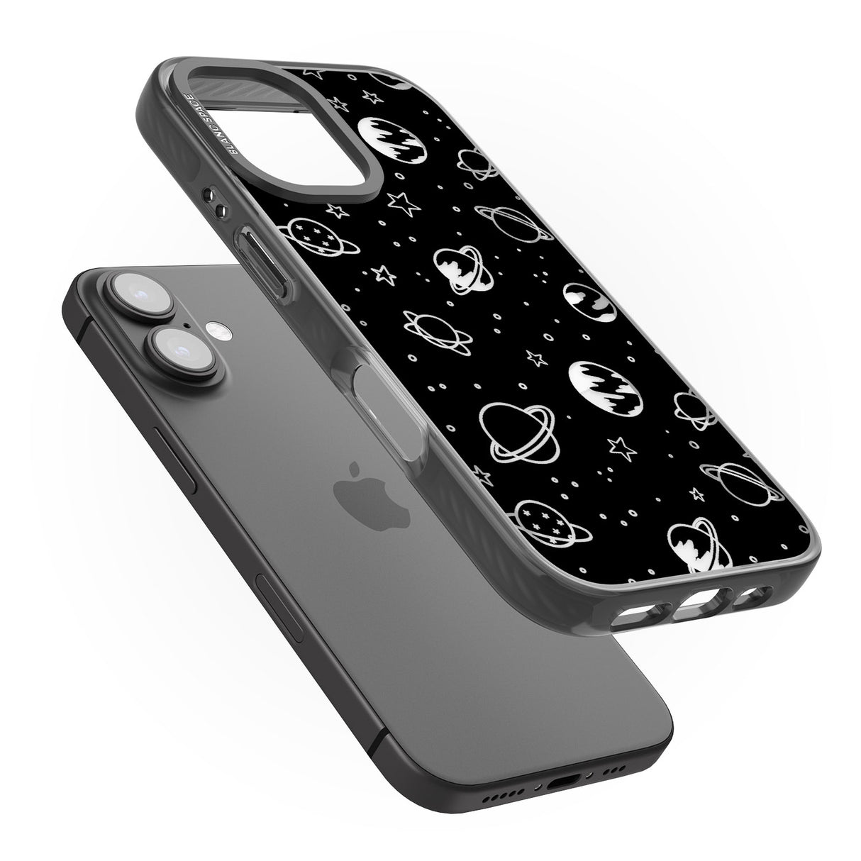 iPhone 16 Pro Max Cosmic Outer Space Design Clear on Black Black Impact Phone Case