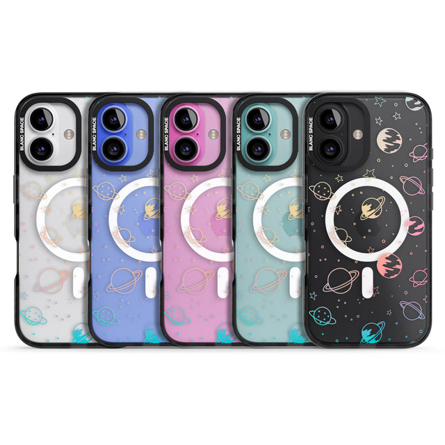 iPhone 16 Pro Max Cosmic Outer Space Design Pastels on Clear Black Impact Phone Case