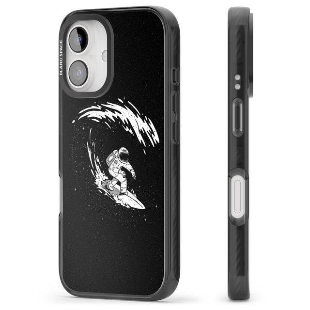 iPhone 16 Pro Max Surfing Astronaut Black Impact Phone Case